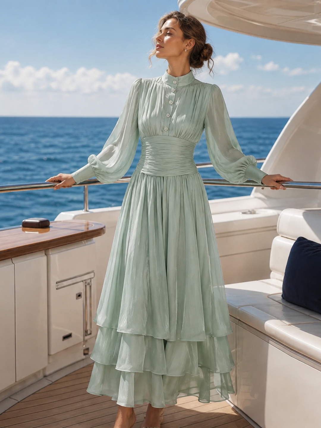 Terra Embroidered Tiered Maxi Dress - White