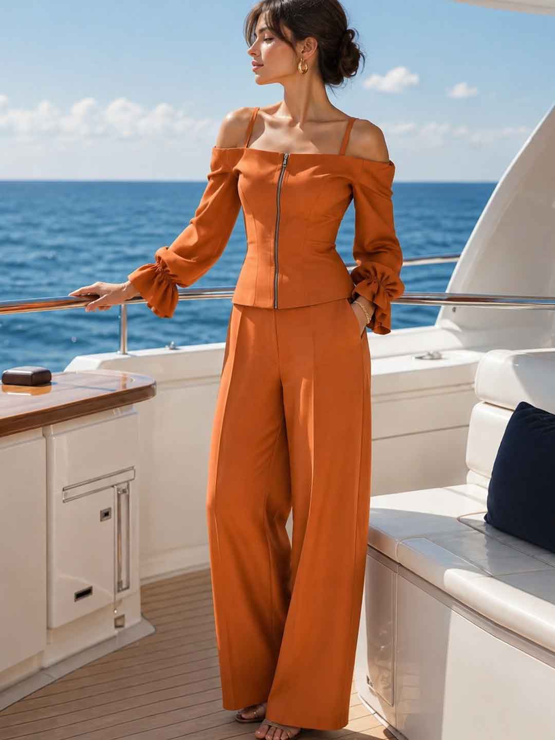 Serafina Off-Shoulder Flared-Sleeve Set
