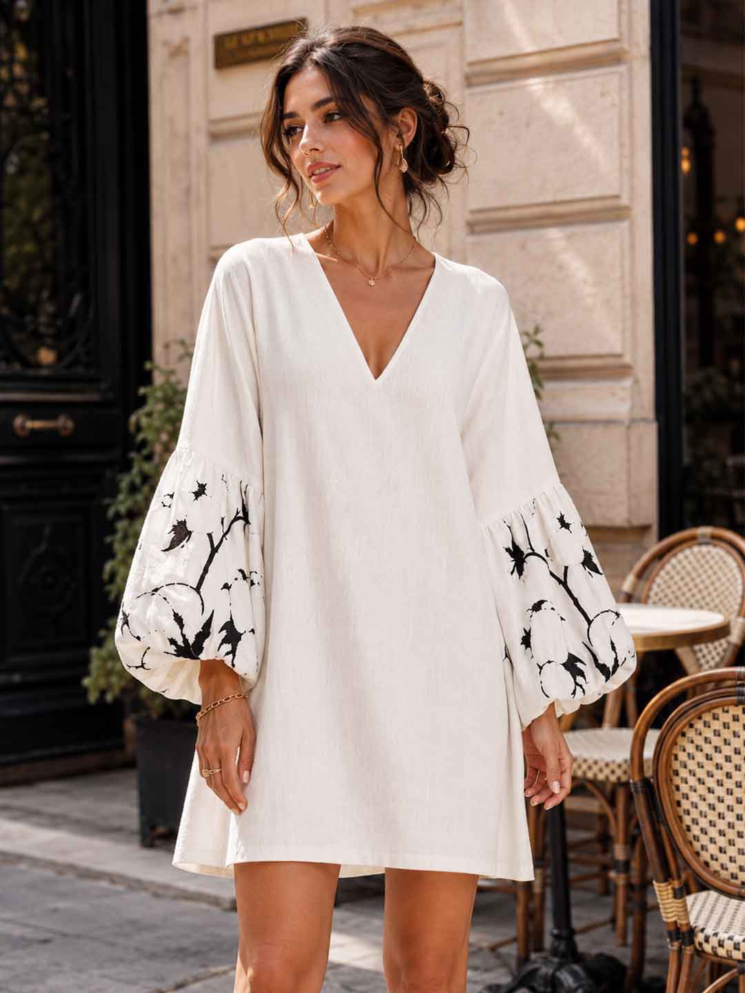 Amalfi Printed-Sleeve Mini Dress