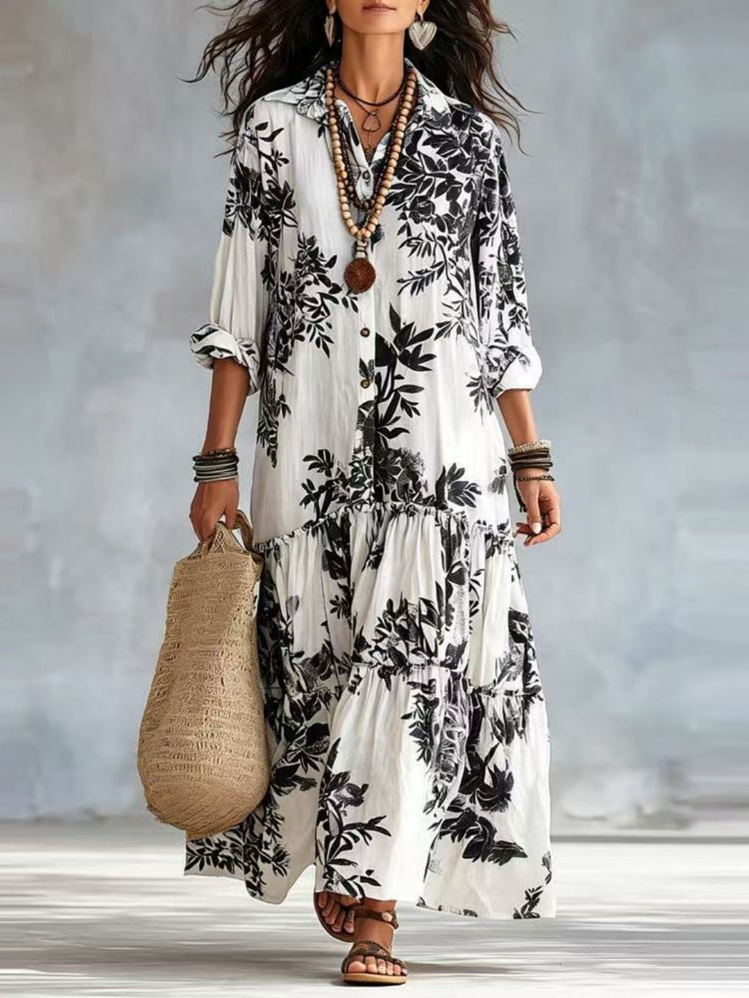 Chiara Blue Floral Shirt Dress