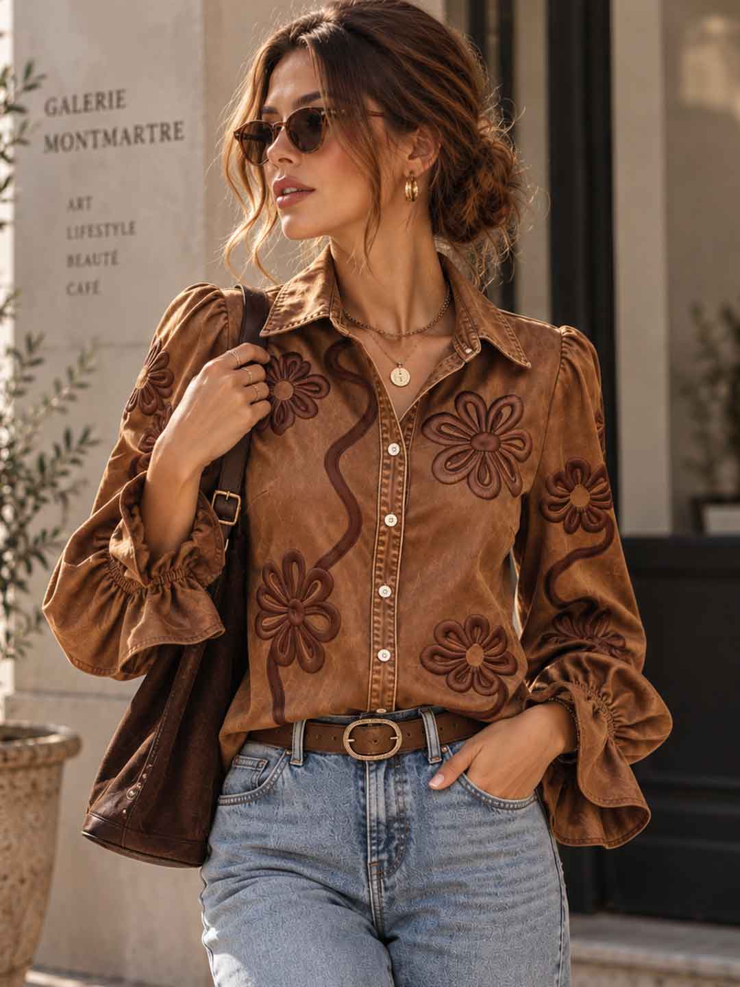Paisley Embroidered Button Shirt