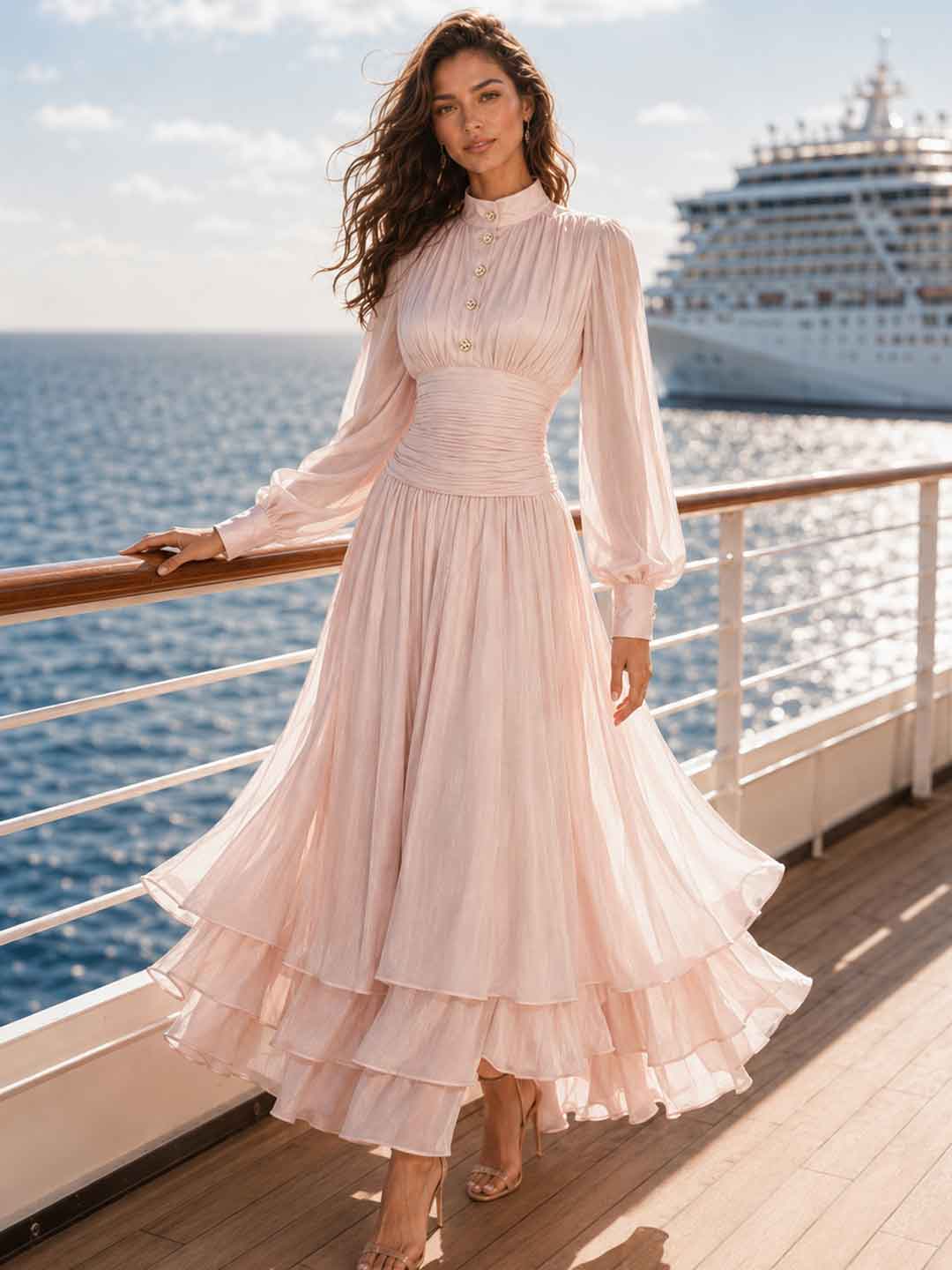 Terra Embroidered Tiered Maxi Dress - White