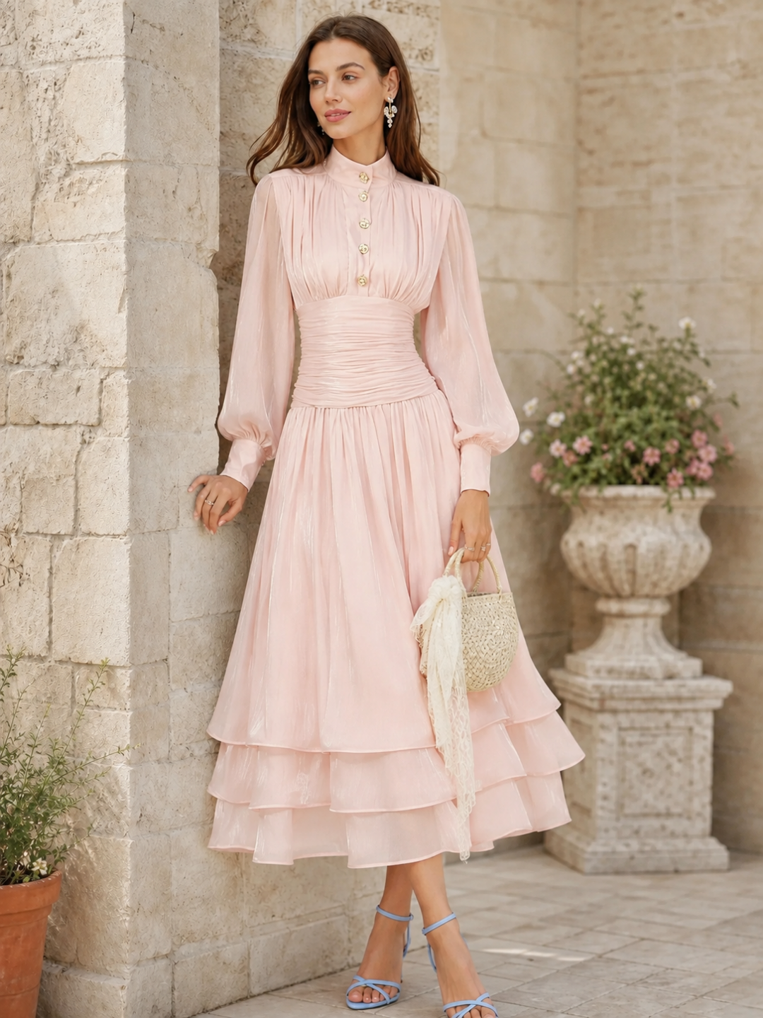 Terra Embroidered Tiered Maxi Dress - White
