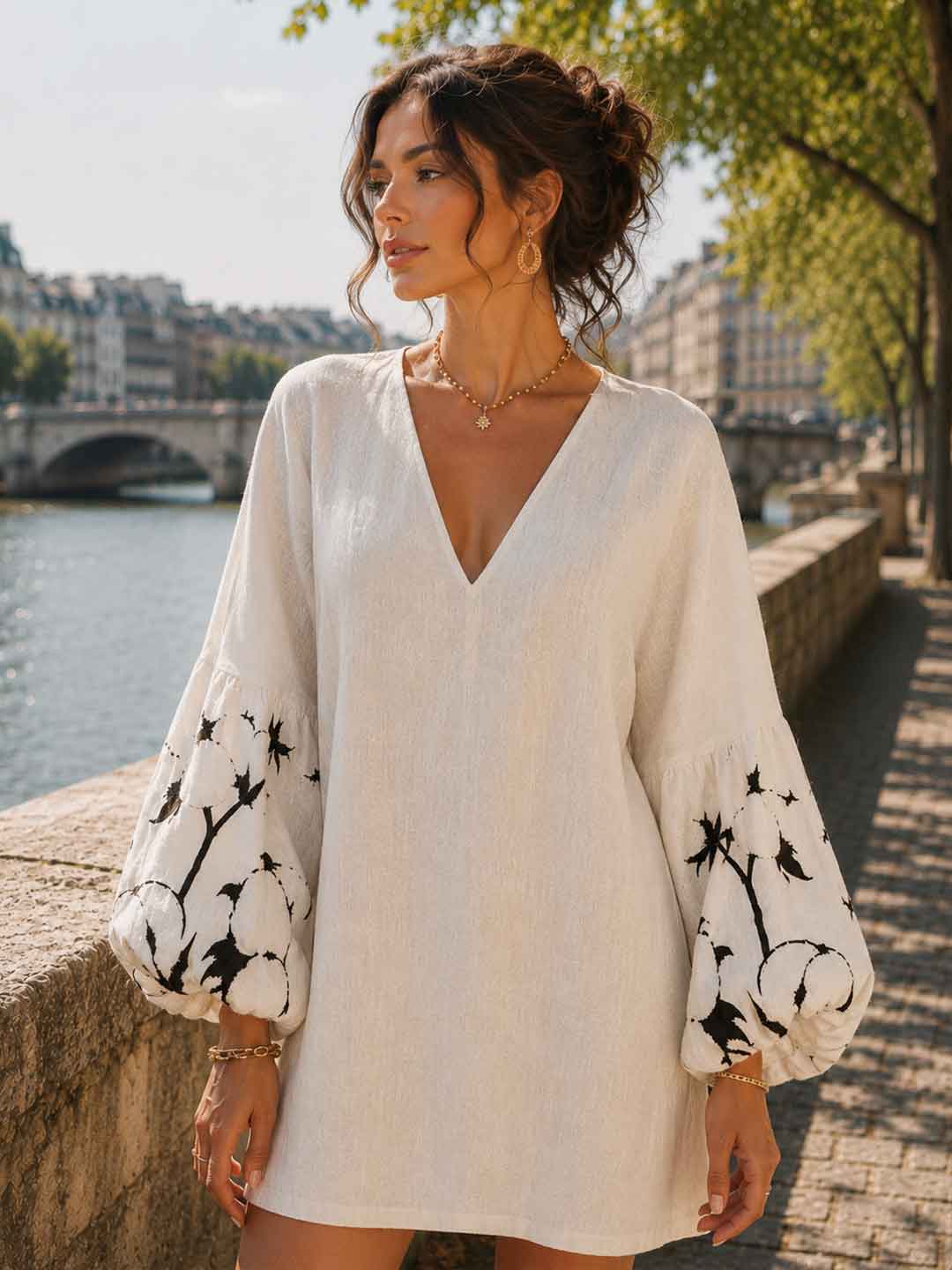 Amalfi Printed-Sleeve Mini Dress