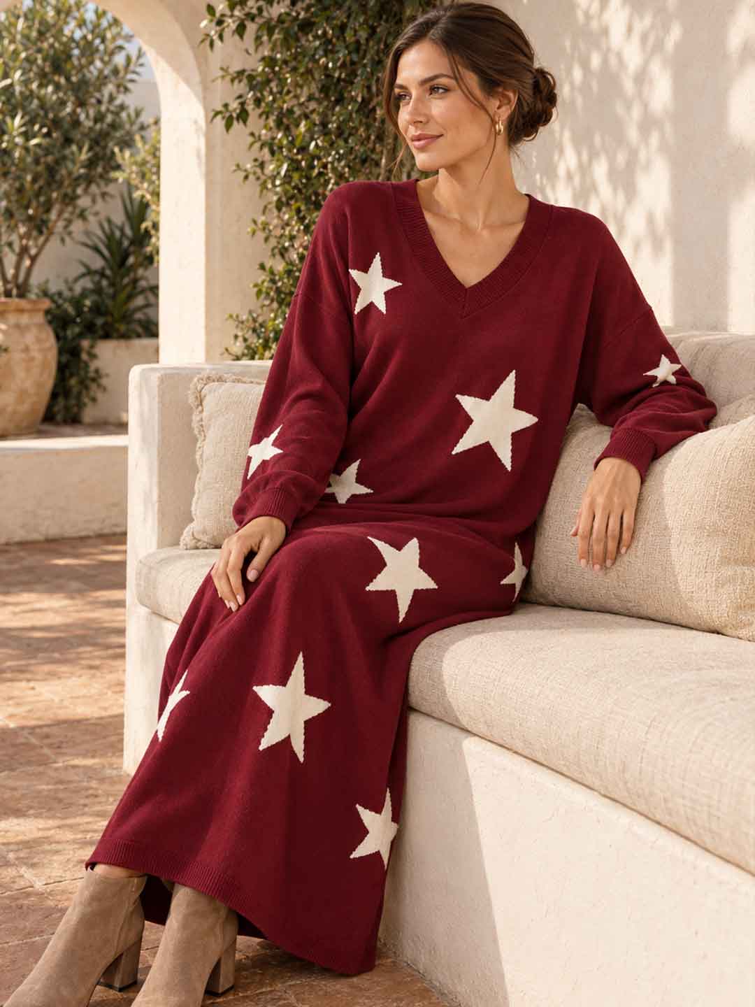 Estella Star Motif Relaxed Maxi Dress