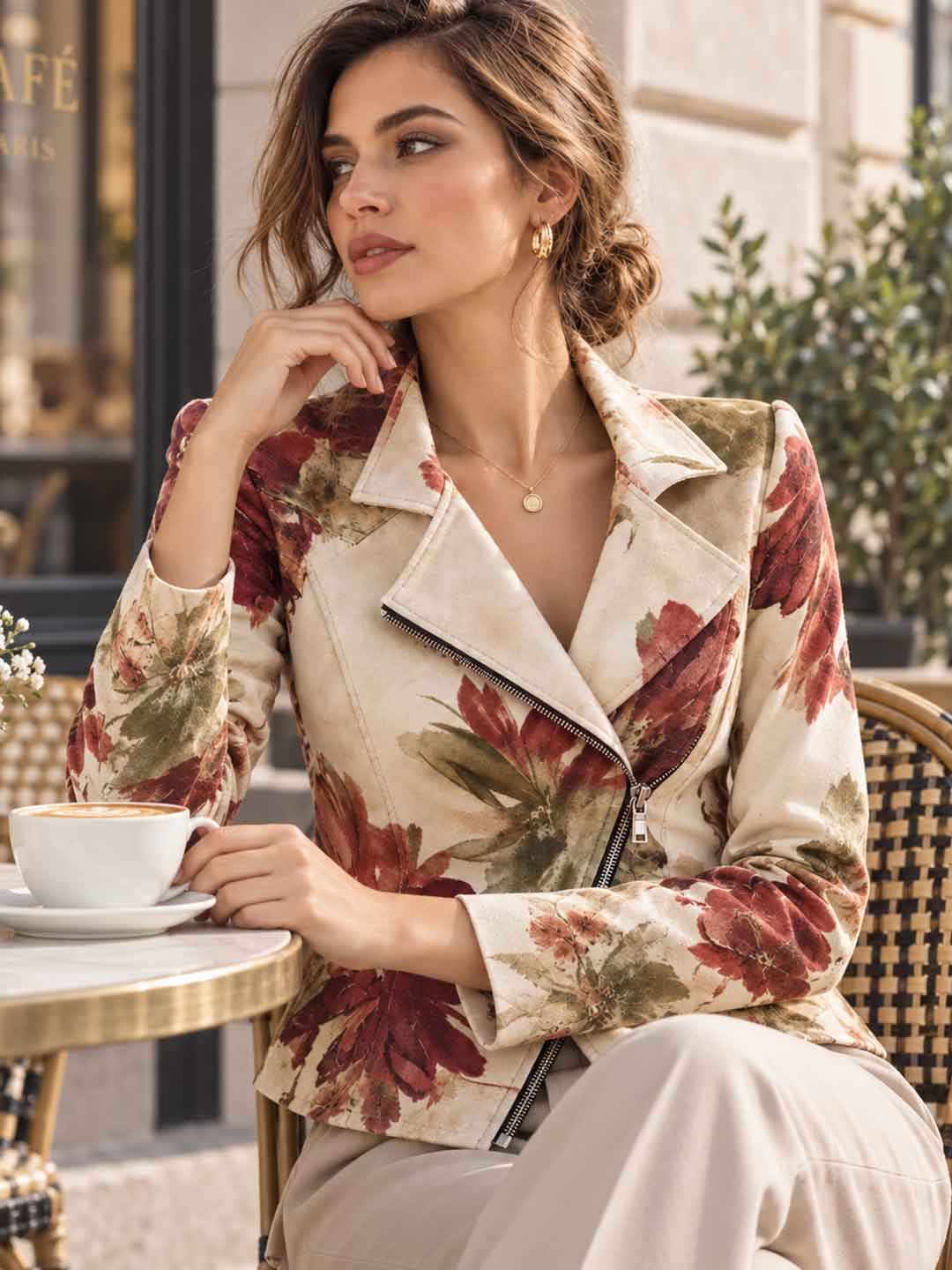Fiora Botanical-Print Tailored Blazer