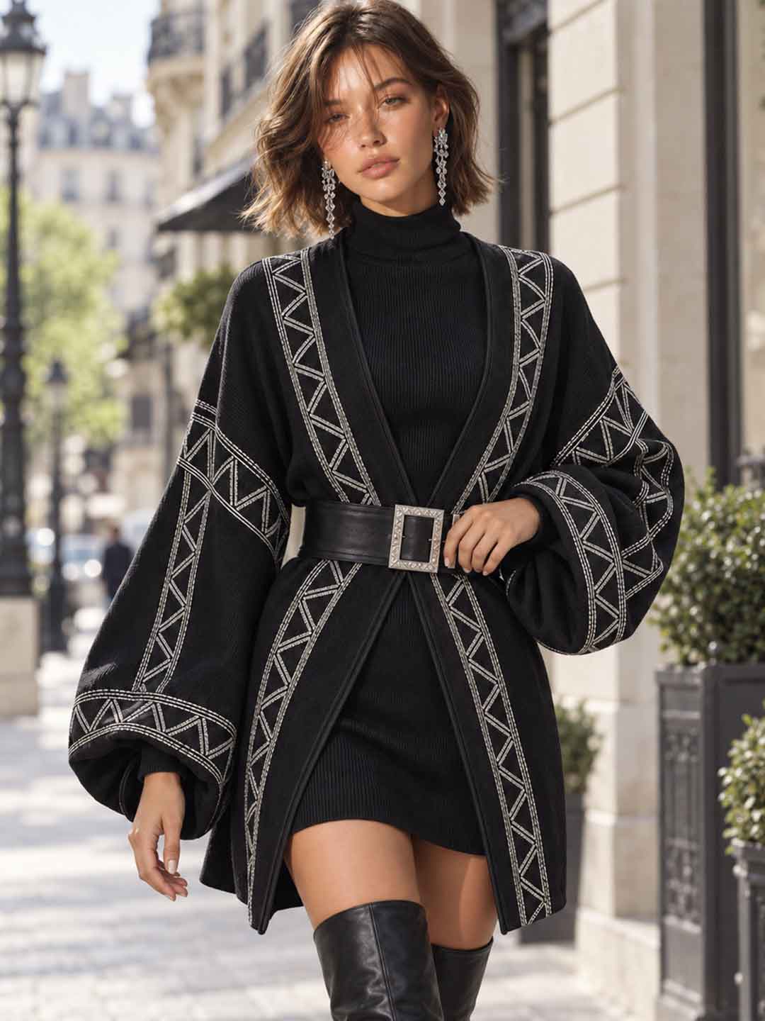 Flavia Embroidered Cape Mini Dress