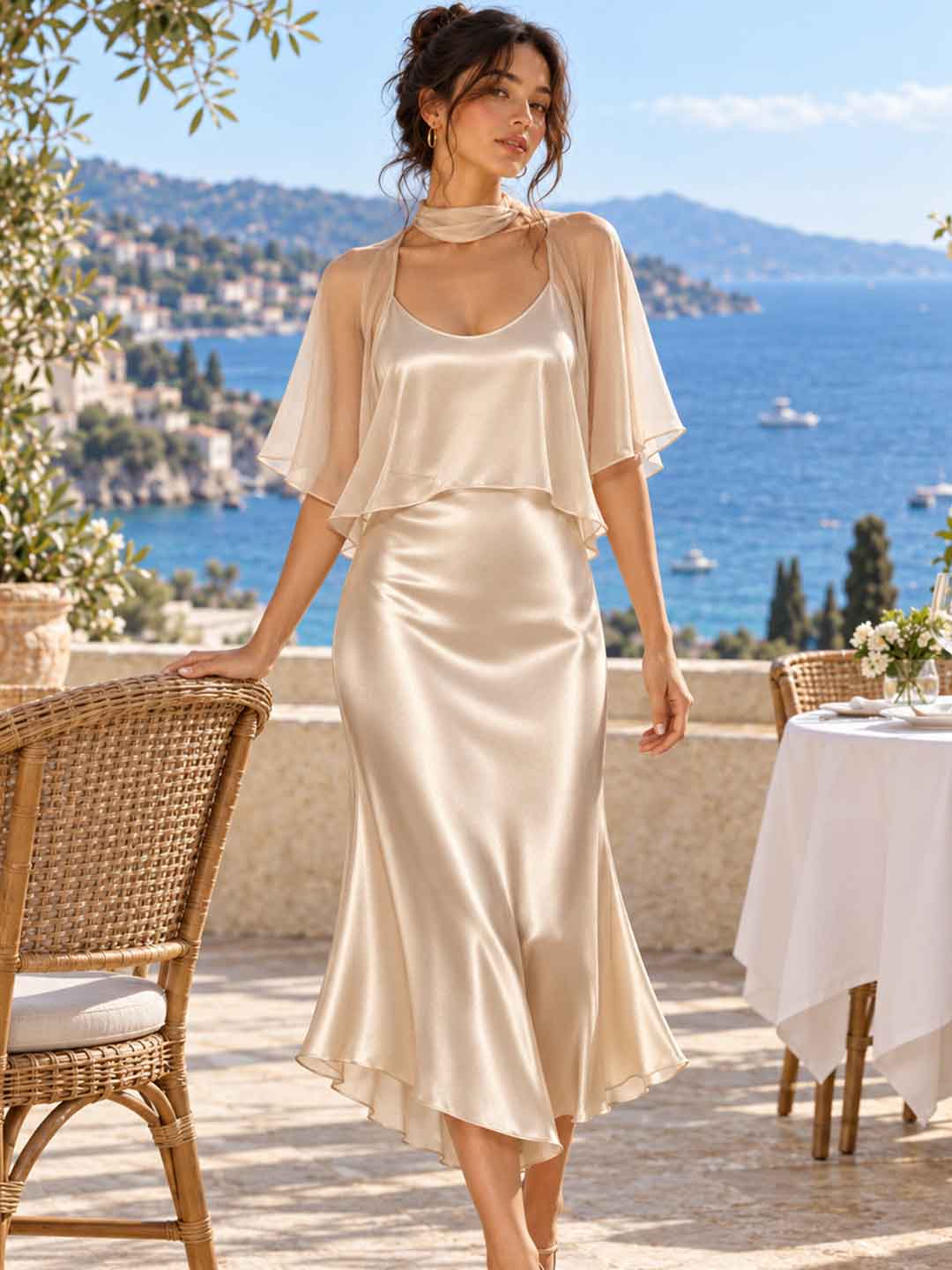 Caterina Ruffled Velvet Maxi Dress - Brown