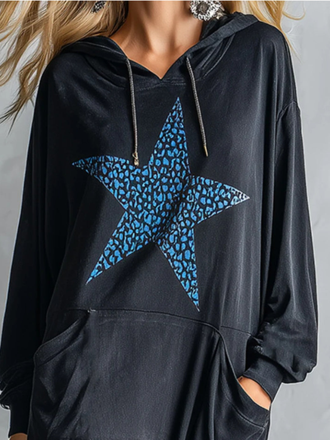 Maristella Star Appliqué Hooded Maxi Dress