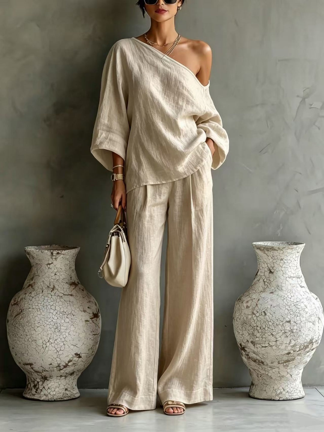 Lucia One-Shoulder Wide-Leg Set