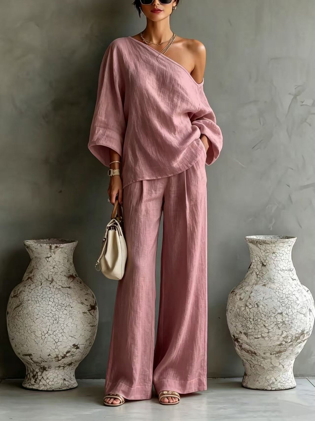 Lucia One-Shoulder Wide-Leg Set