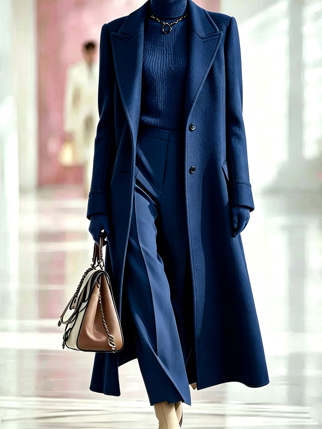 Marcella Tailored Longline Coat - Pink