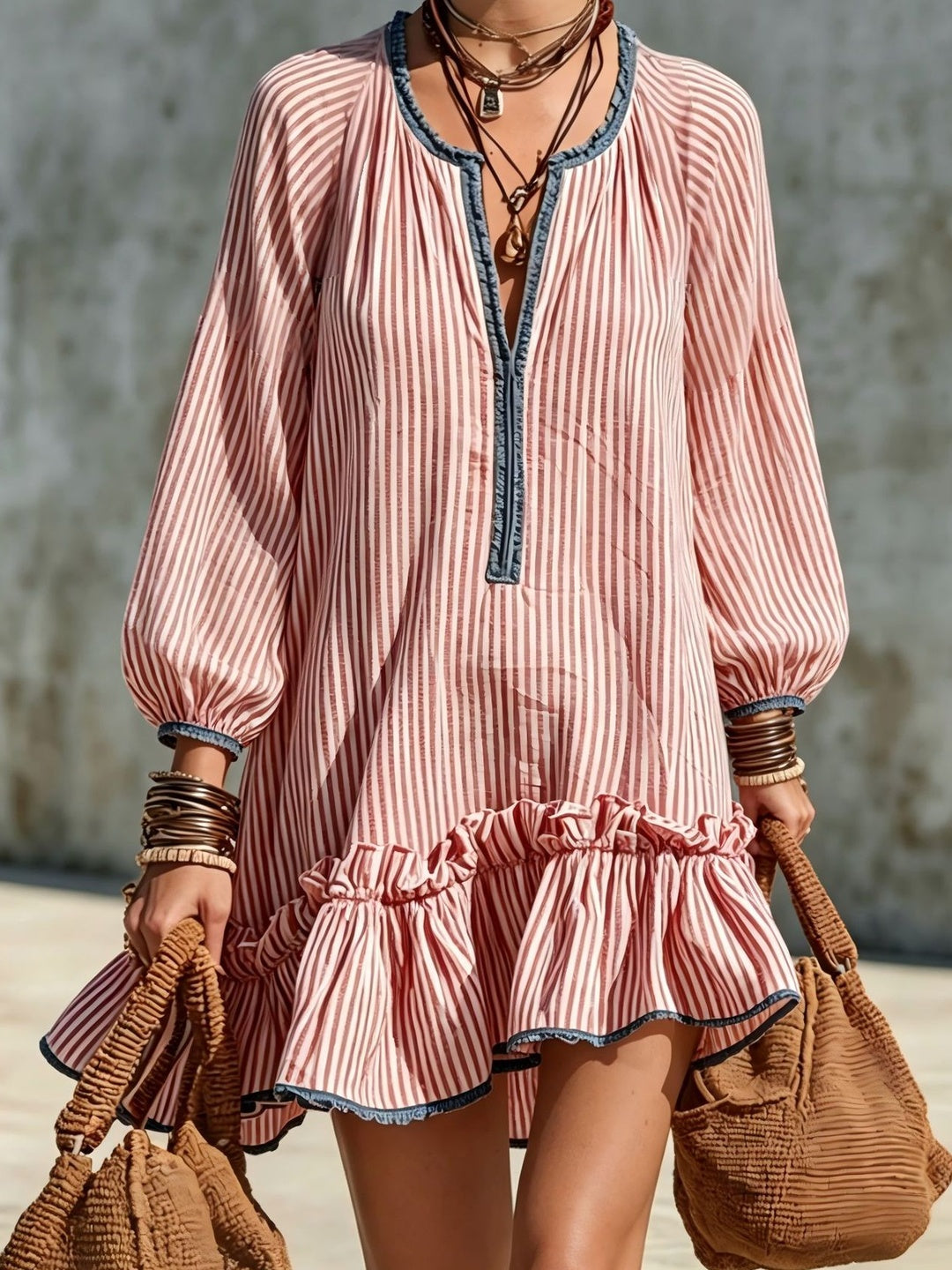 Fiorella Ruffled Swing Mini Dress
