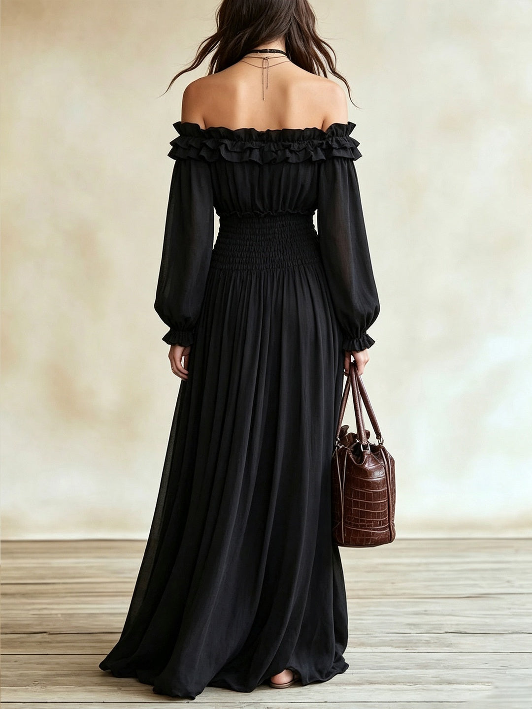 Esmeralda Off-Shoulder Ruffle Maxi Dress
