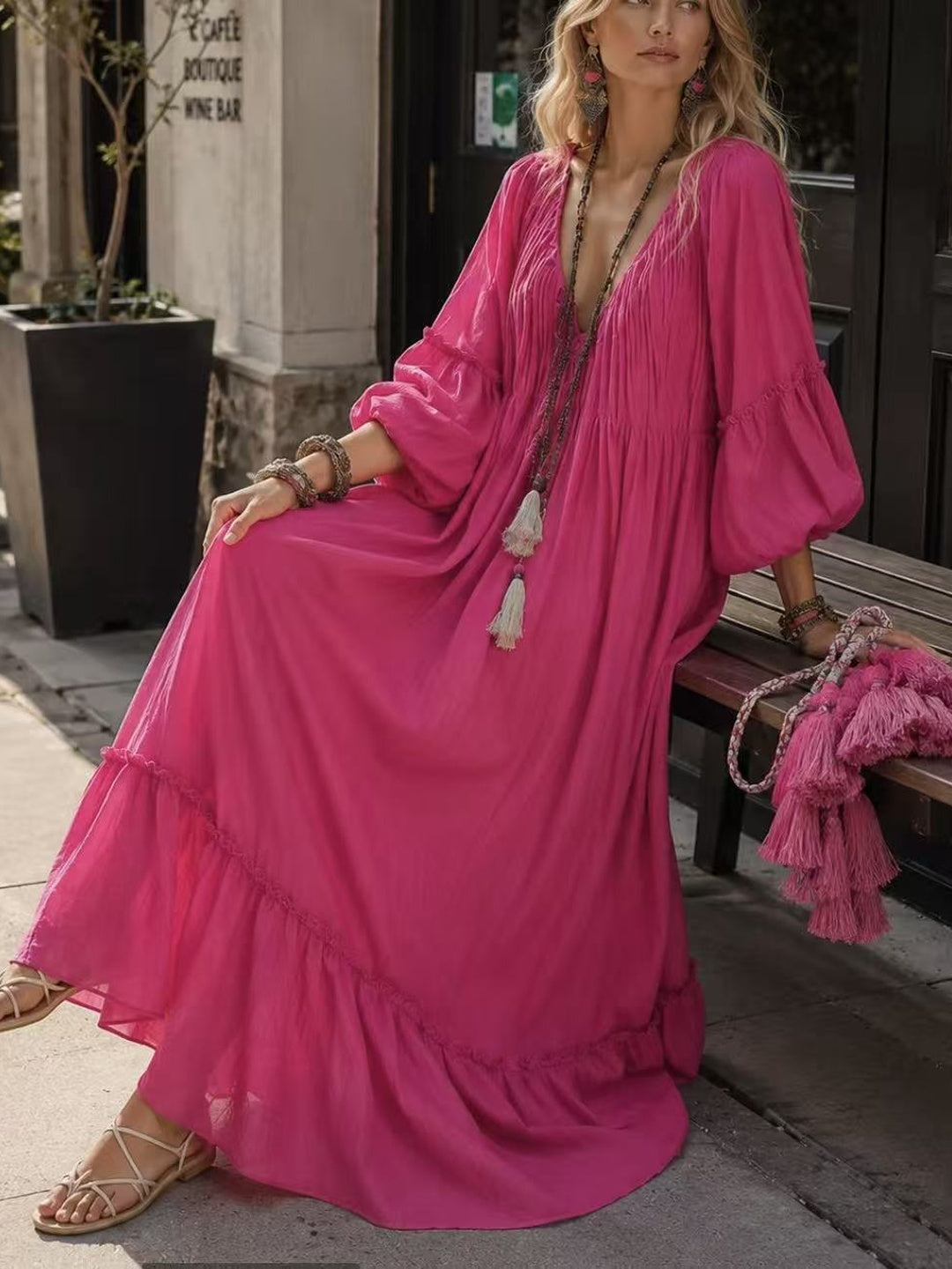 Rosella Tiered Bohemian Maxi Dress