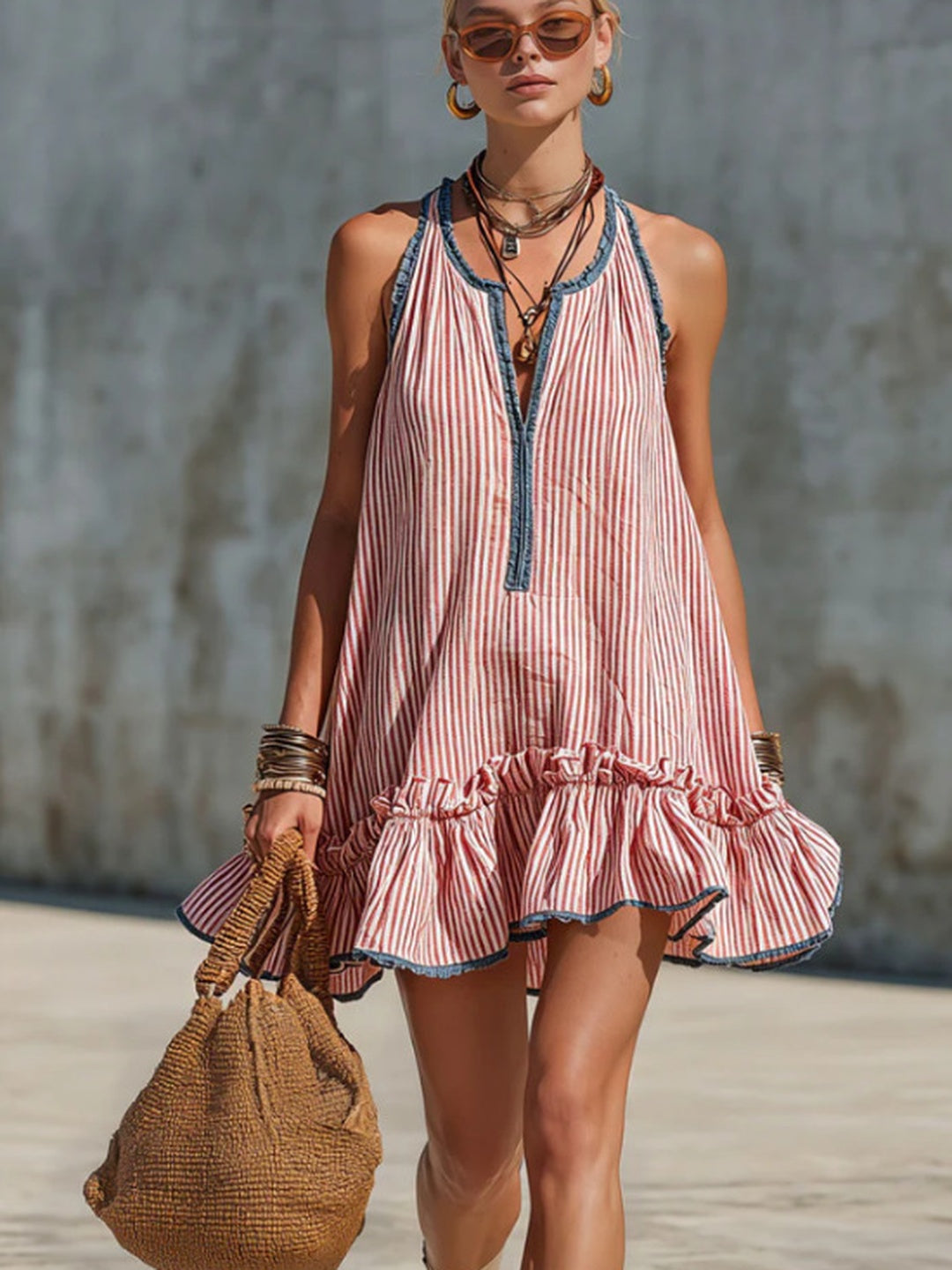 Fiorella Ruffled Swing Mini Dress