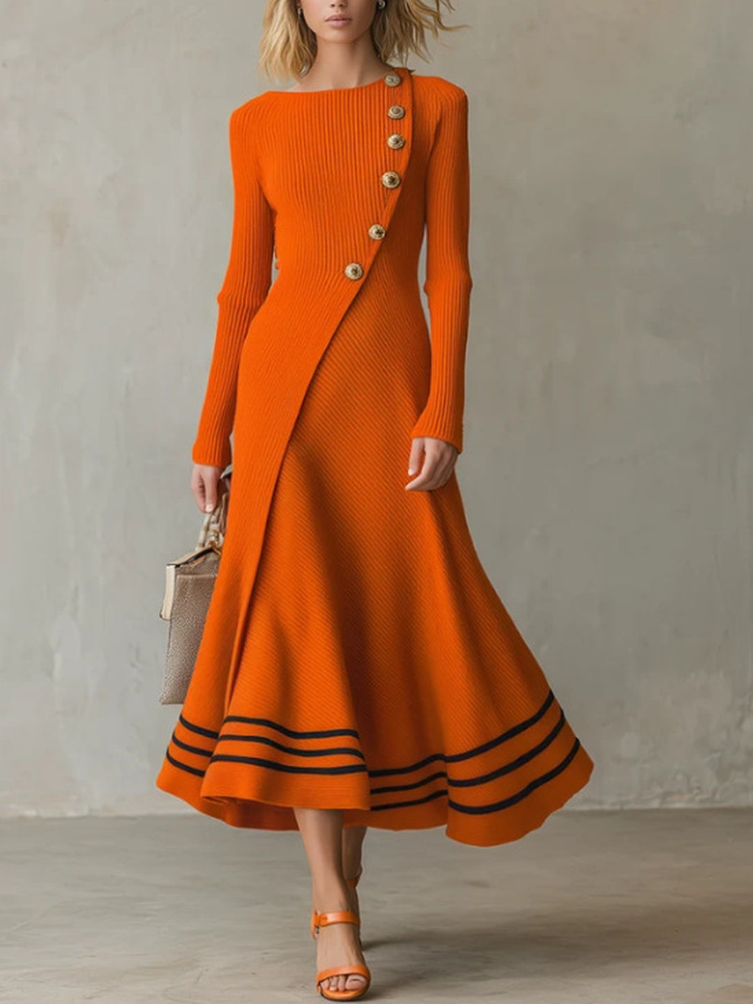 Aurelia Button-Detail Flared Maxi Dress