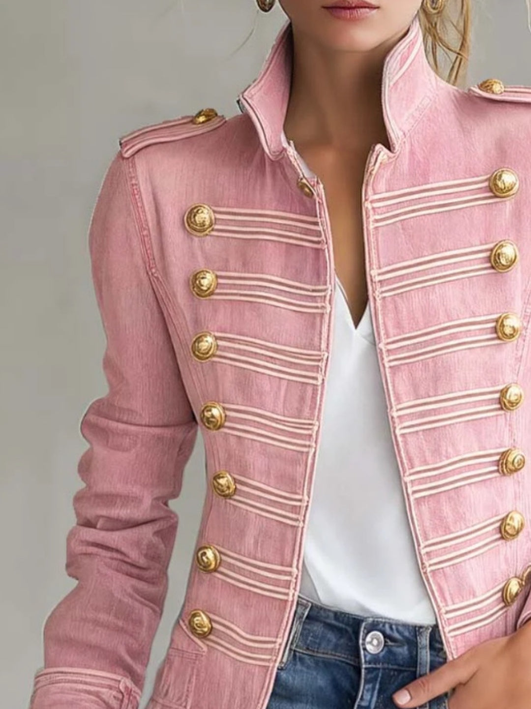 Gemma Gold-Button Knit Jacket