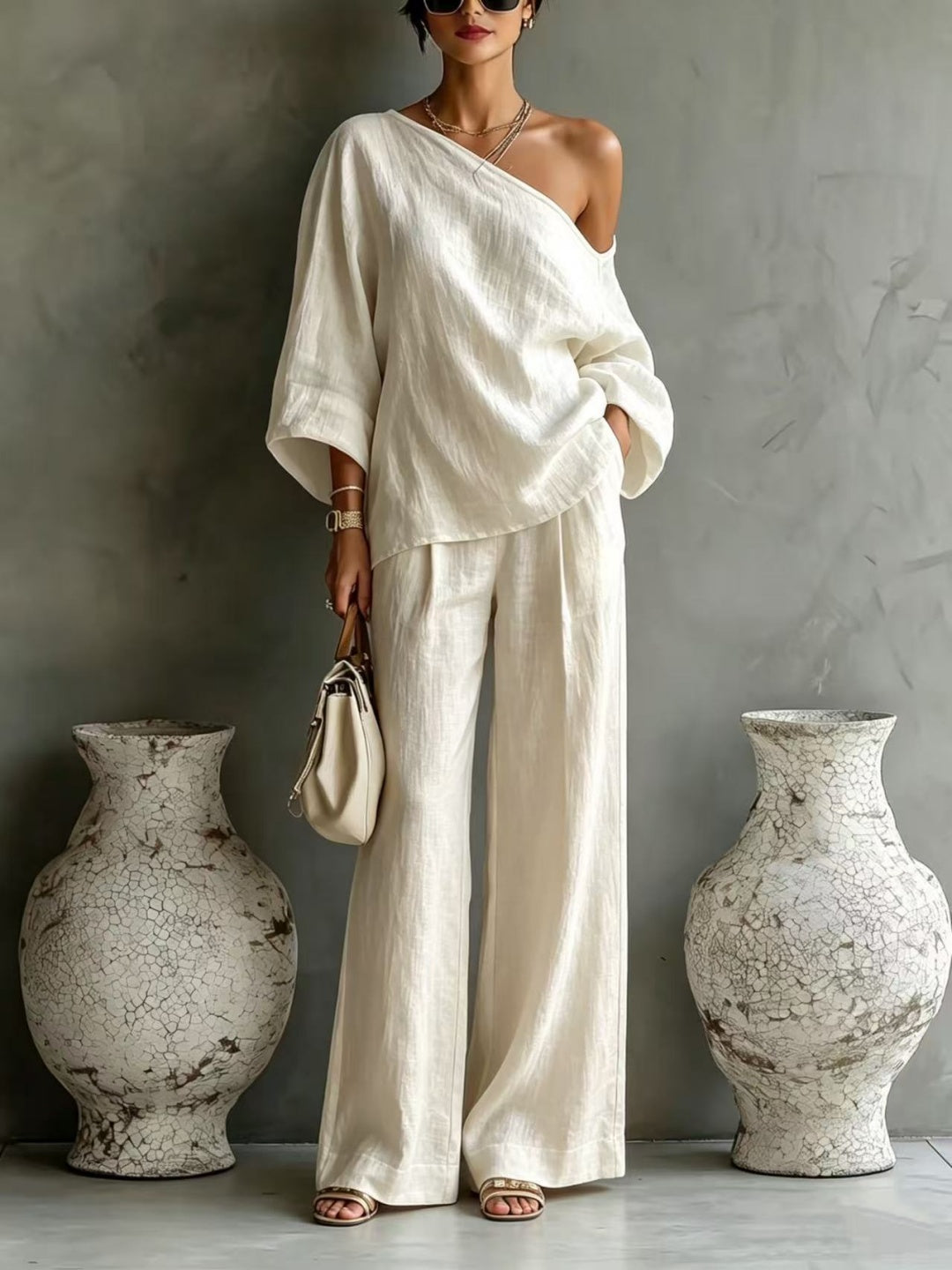 Lucia One-Shoulder Wide-Leg Set