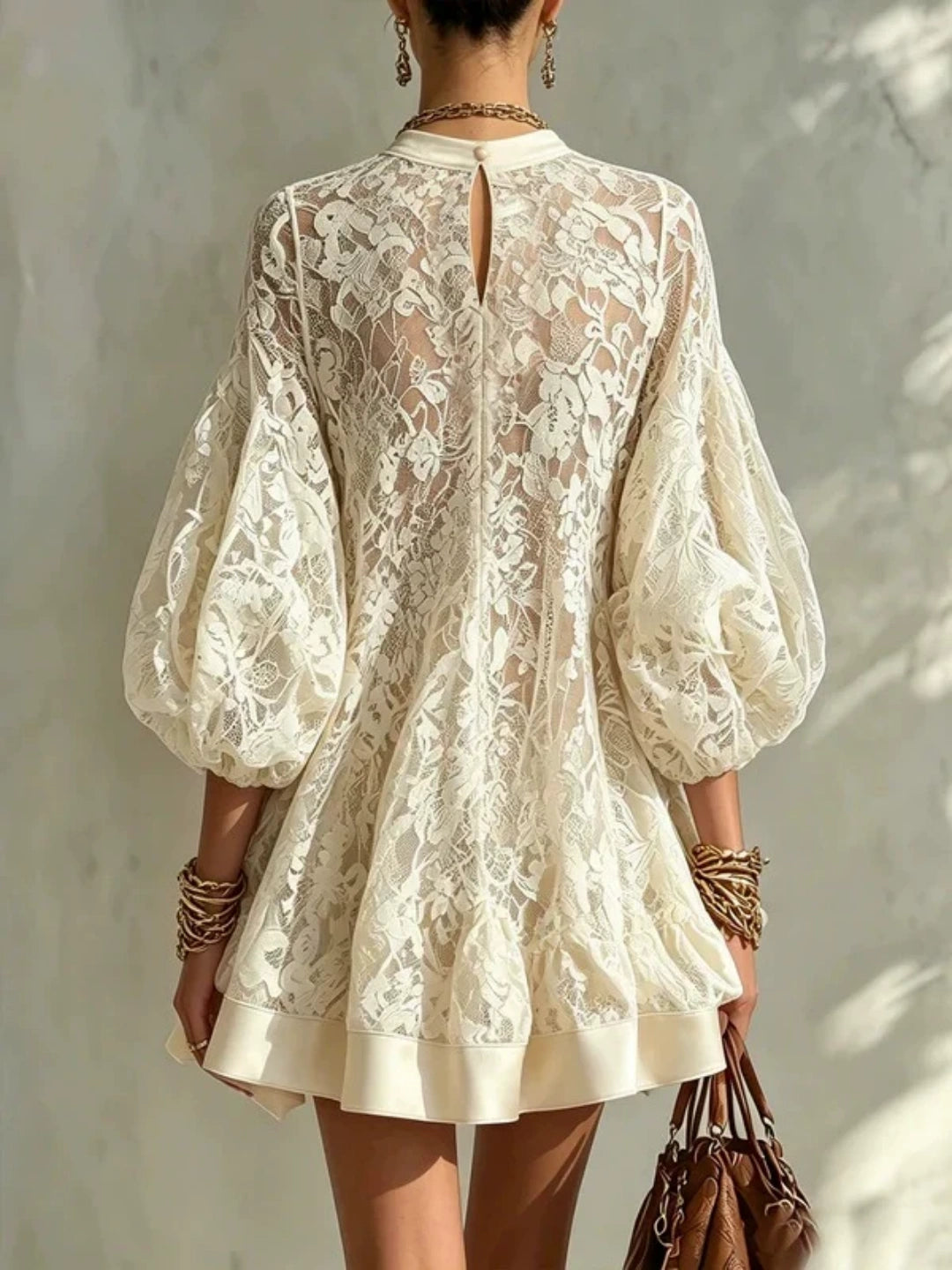 24-Hour-Shipping Bianca Chocolate Lace Poncho Cover-Up Dress