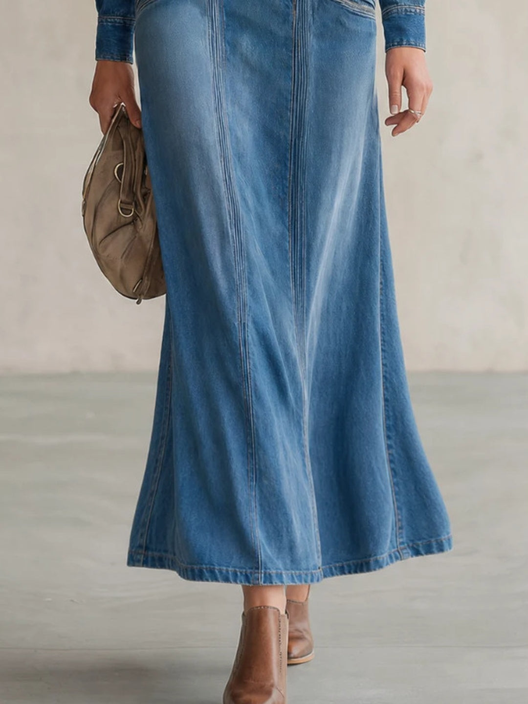 Luciana Double-Breasted Denim Midi Dress