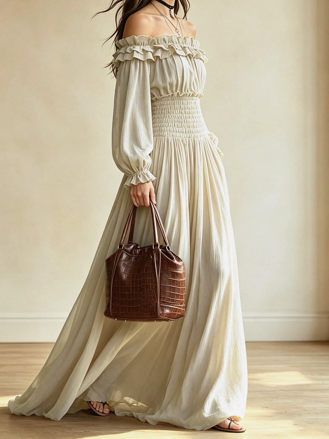 Esmeralda Off-Shoulder Ruffle Maxi Dress