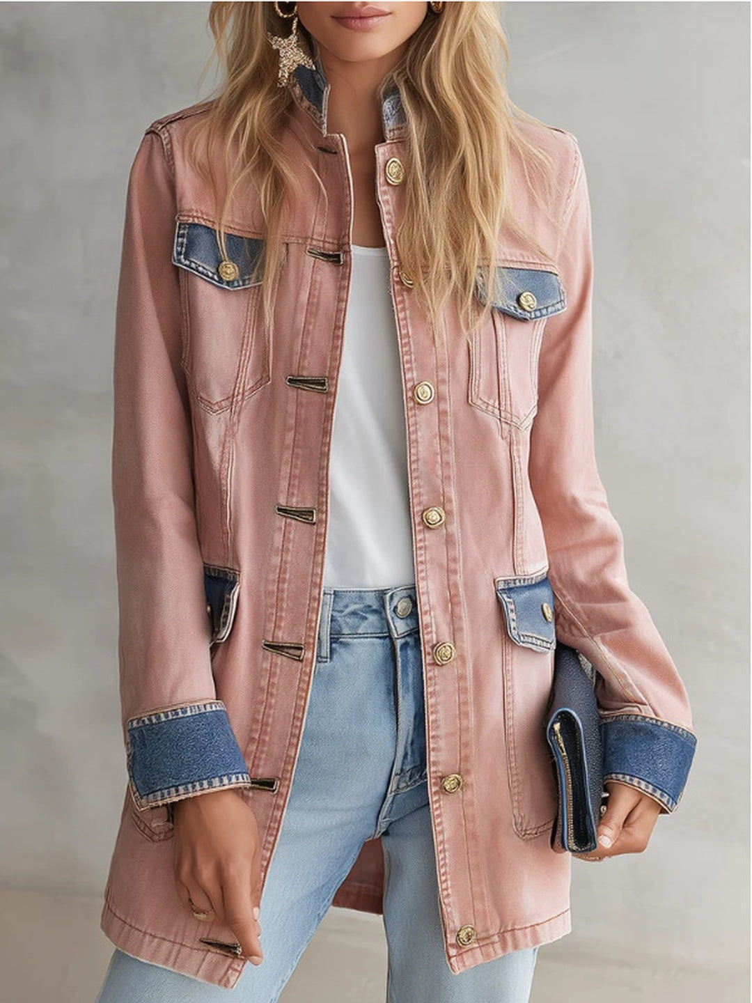 Dalia Contrast-Cuff Longline Blazer