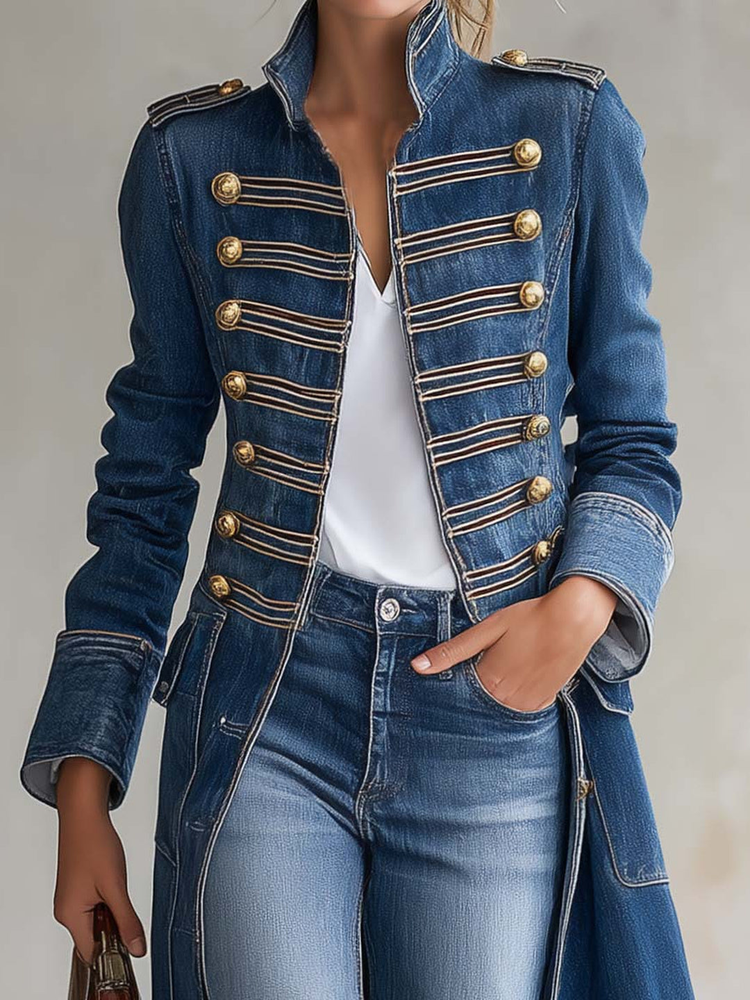 Valentina Military Longline Denim Coat