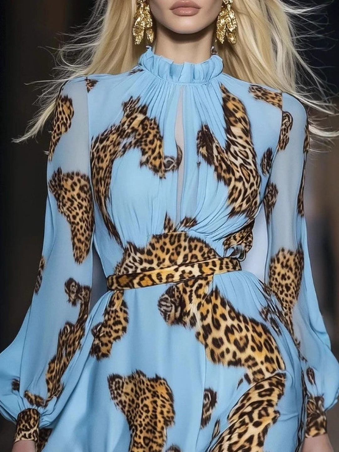 Gaia Leopard-Print Ruched Mini Dress