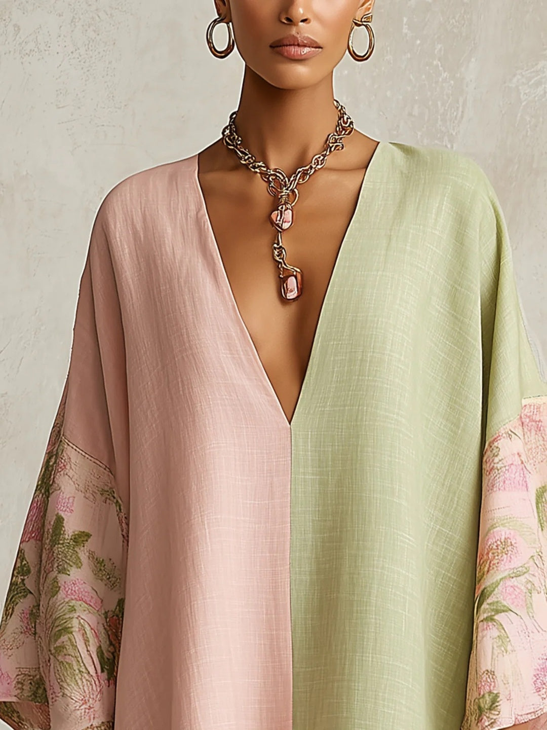 Paloma Color-Block Oversized Shirt Dress