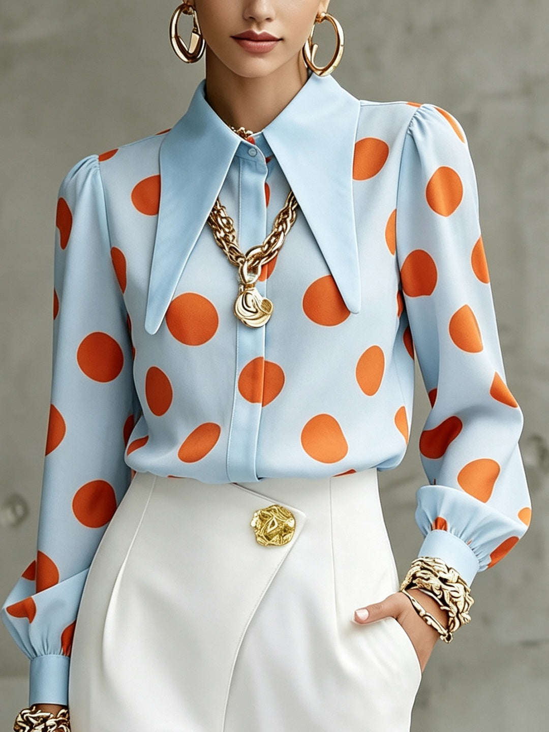 Capri Polka-Dot Button Shirt