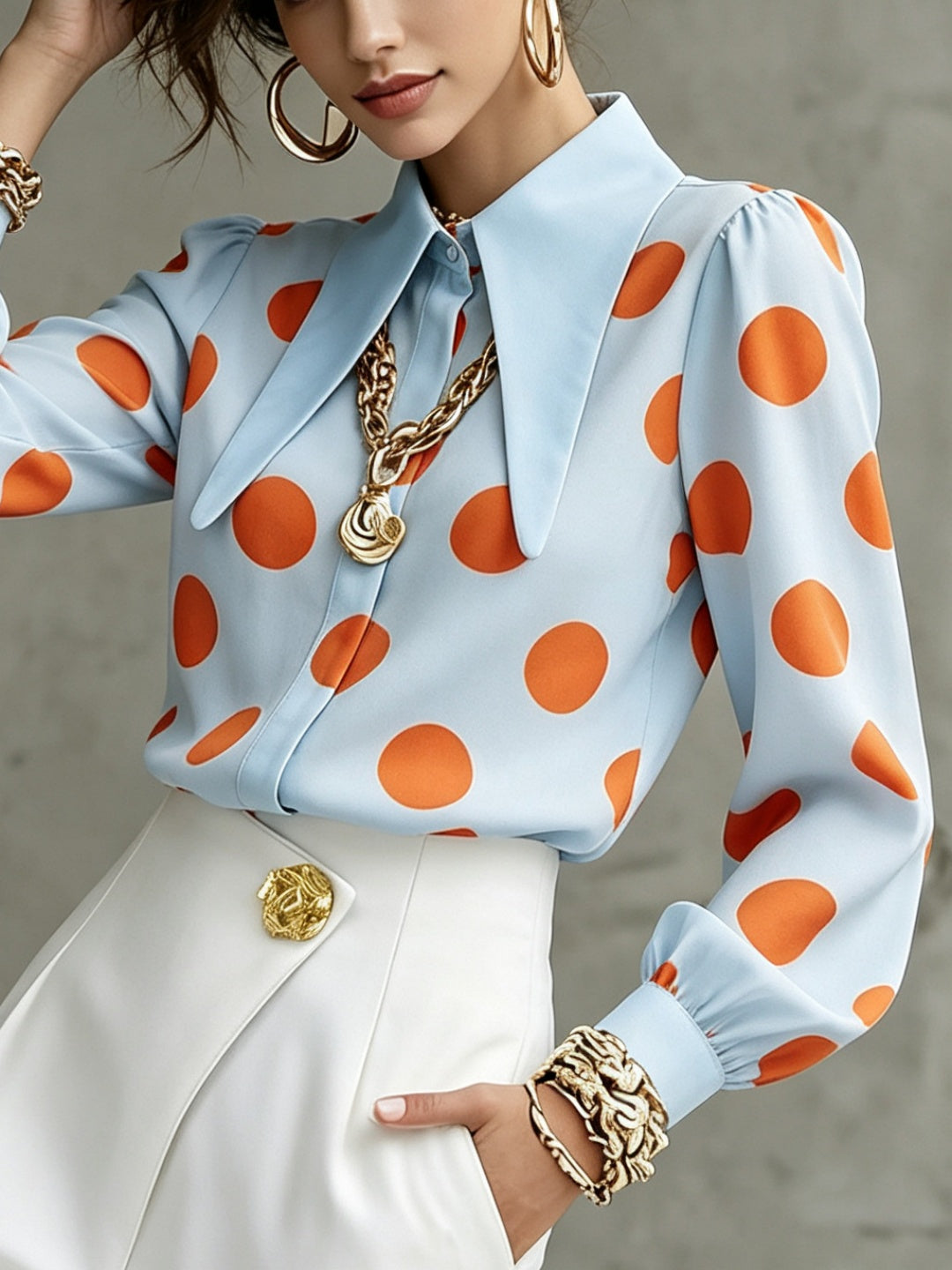 Capri Polka-Dot Button Shirt