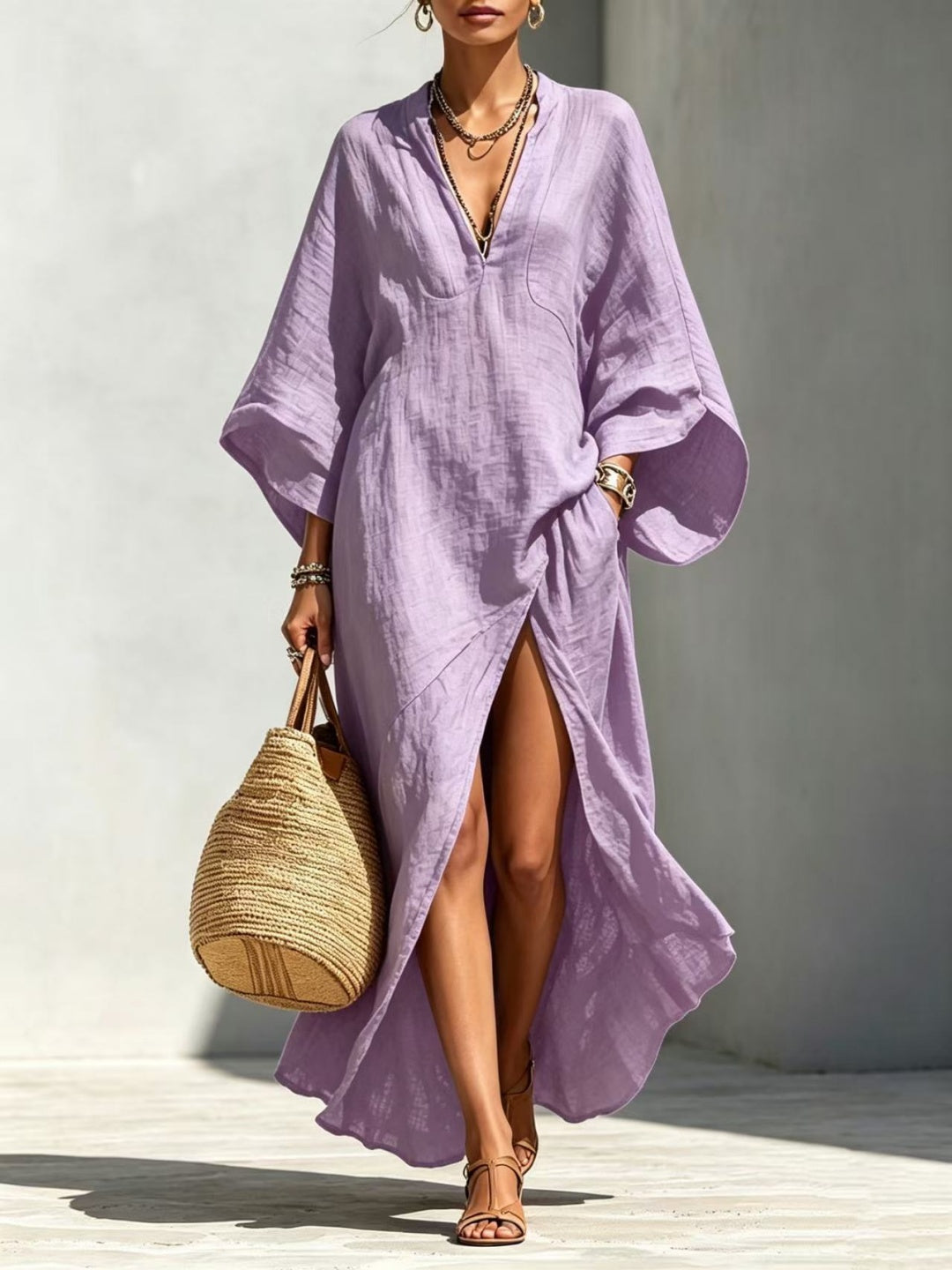 Elara Relaxed Shirt High-Low Maxi Dress