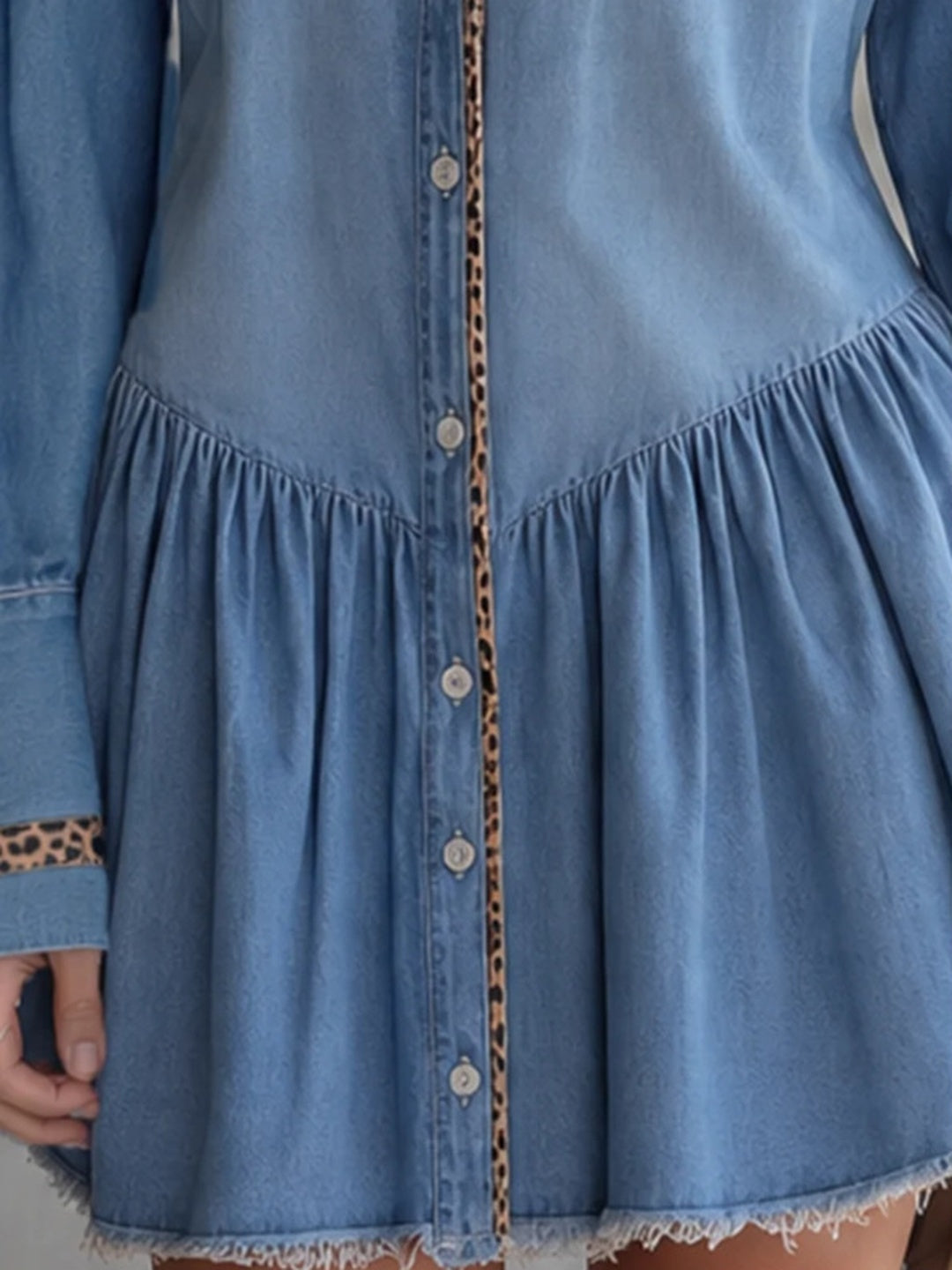 Elara Denim Pleated Shirt Dress
