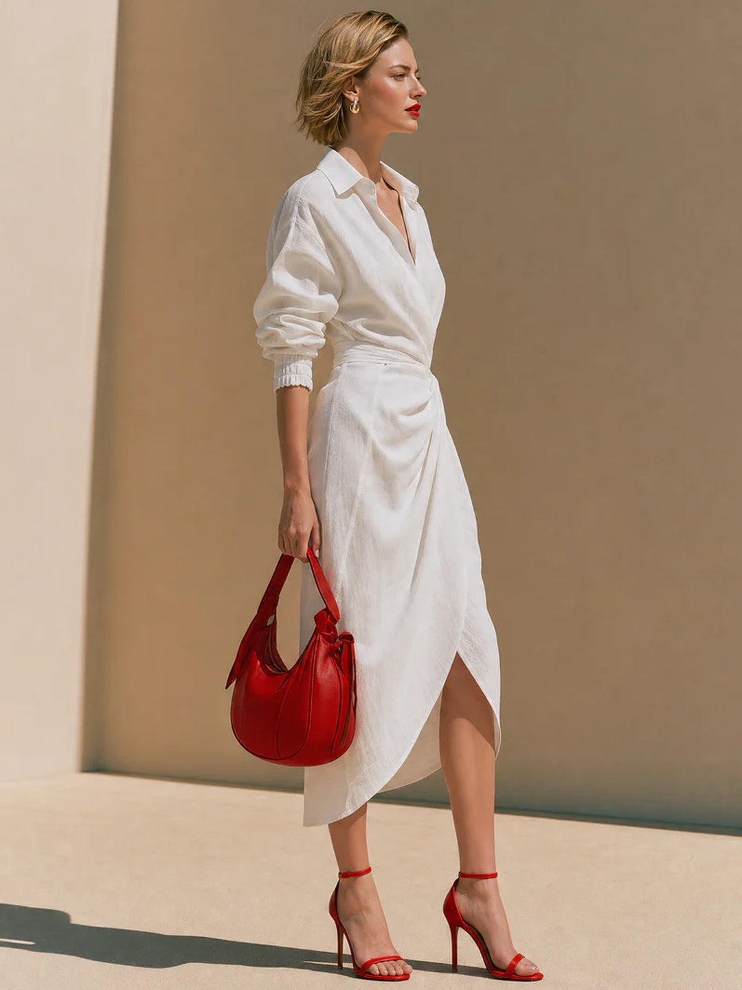 Marcella Wrap-Front Midi Dress
