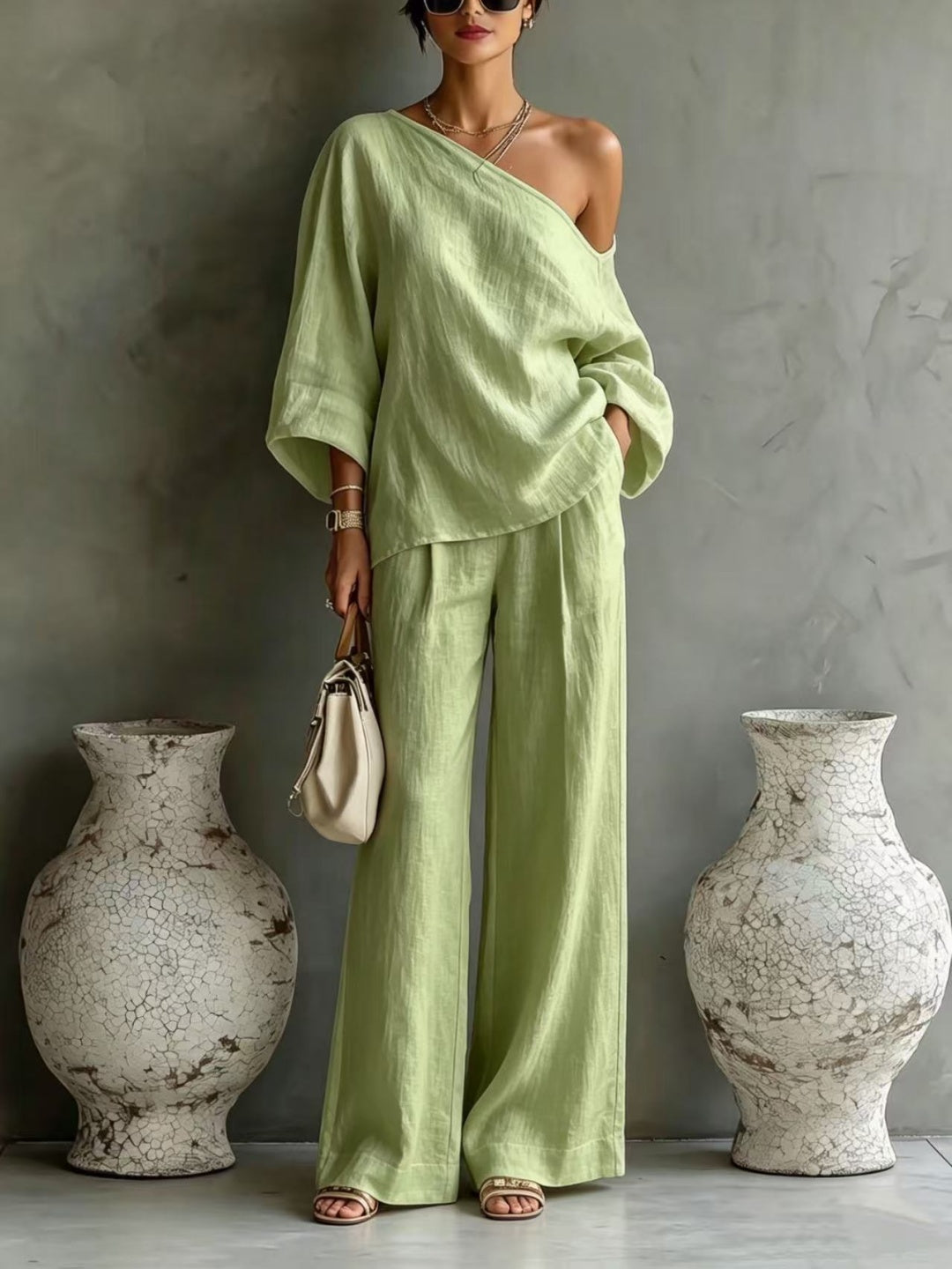 Lucia One-Shoulder Wide-Leg Set