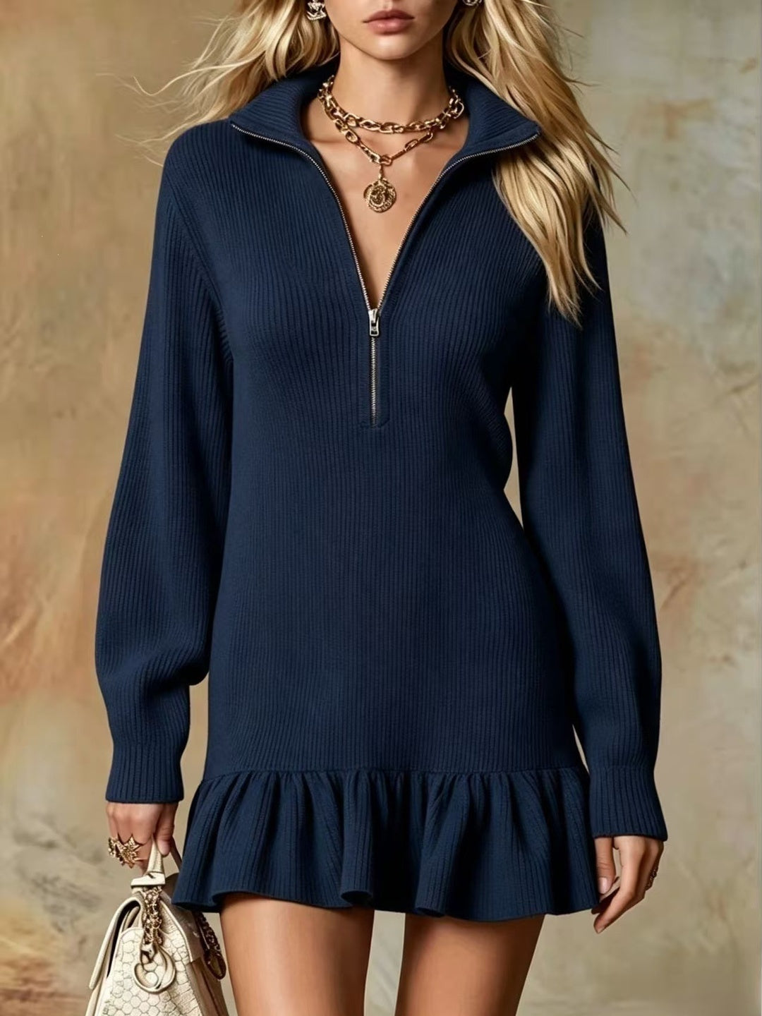 Mirella Button-Front Ruffle Mini Dress