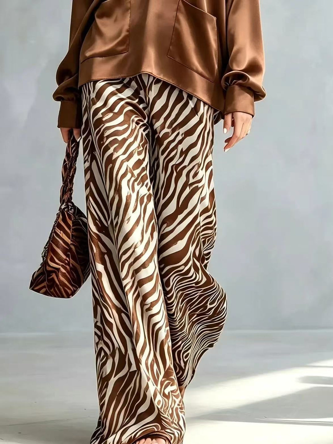 Savina Satin Blouse & Printed Maxi Skirt Set