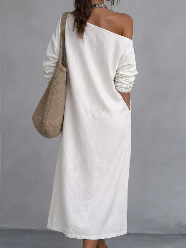 Sienna White One-Shoulder Maxi Dress