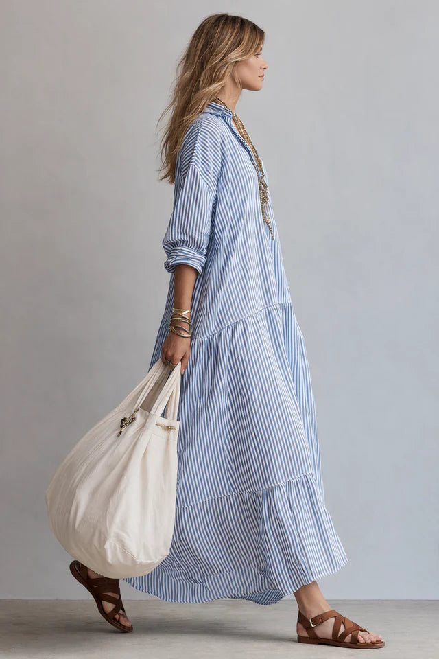Chiara Sky Blue Shirt Maxi Dress