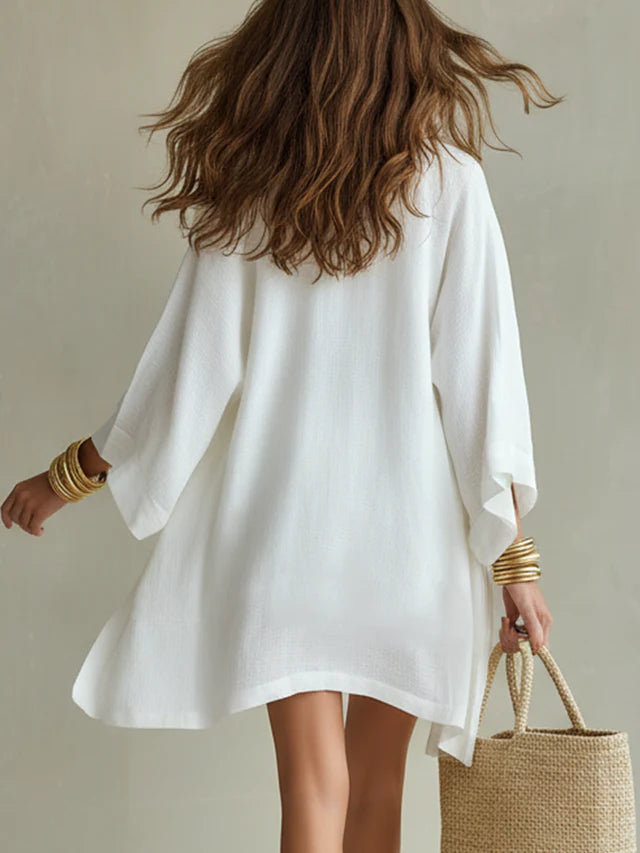Ophelia White V-Neck Shorts Set