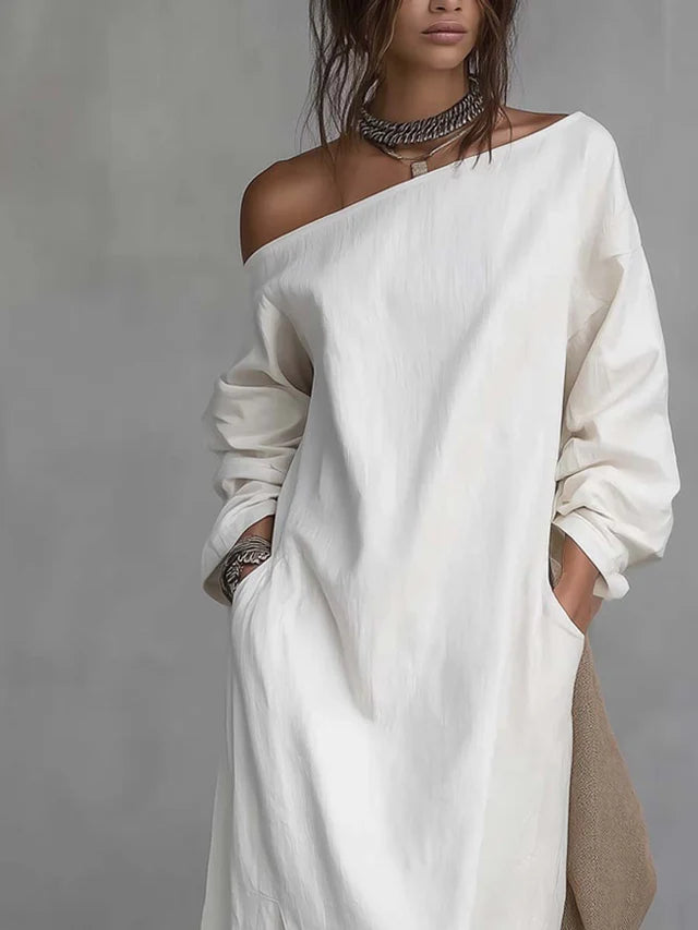 Sienna White One-Shoulder Maxi Dress