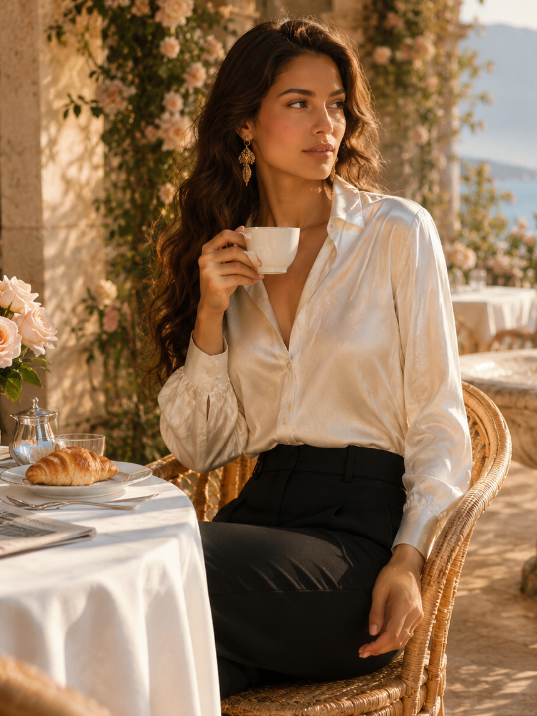 Celeste Satin Button Blouse  - Pink
