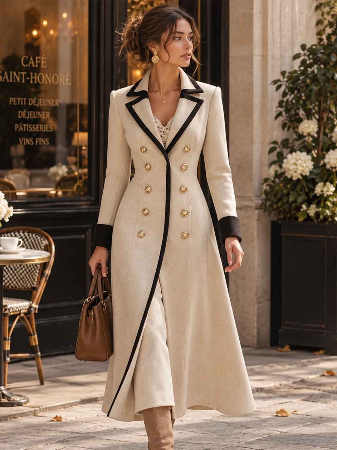 Contessa Contrast-Trim Coat Dress