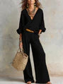 Clara White Wide-Leg Pants Set