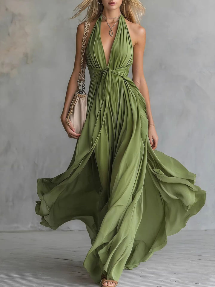 Nerina White Halter Maxi Dress