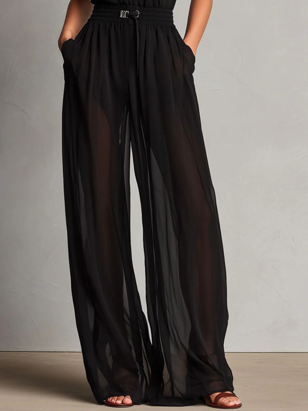 Anika Black Halter Pants Set - White