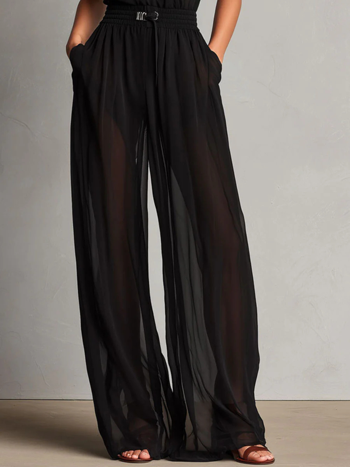 Anika Black Halter Pants Set - White
