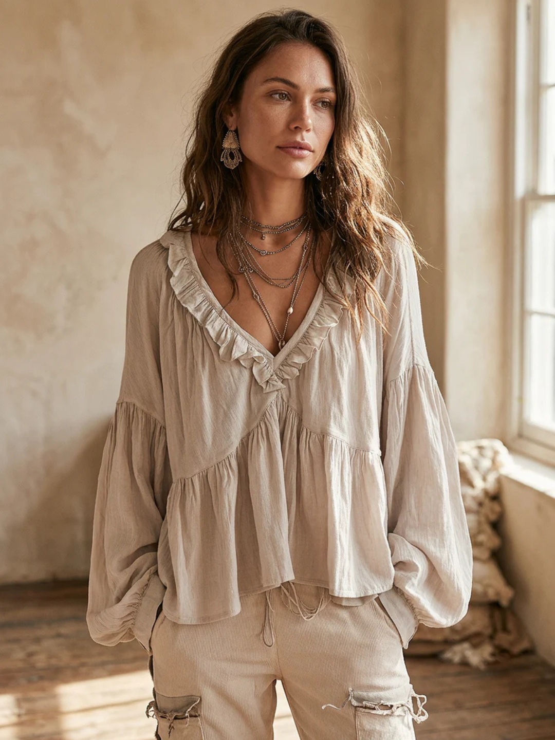 Yara White Ruffle Resort Blouse