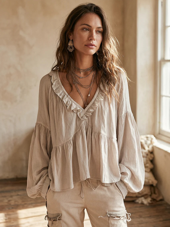 Yara White Ruffle Resort Blouse